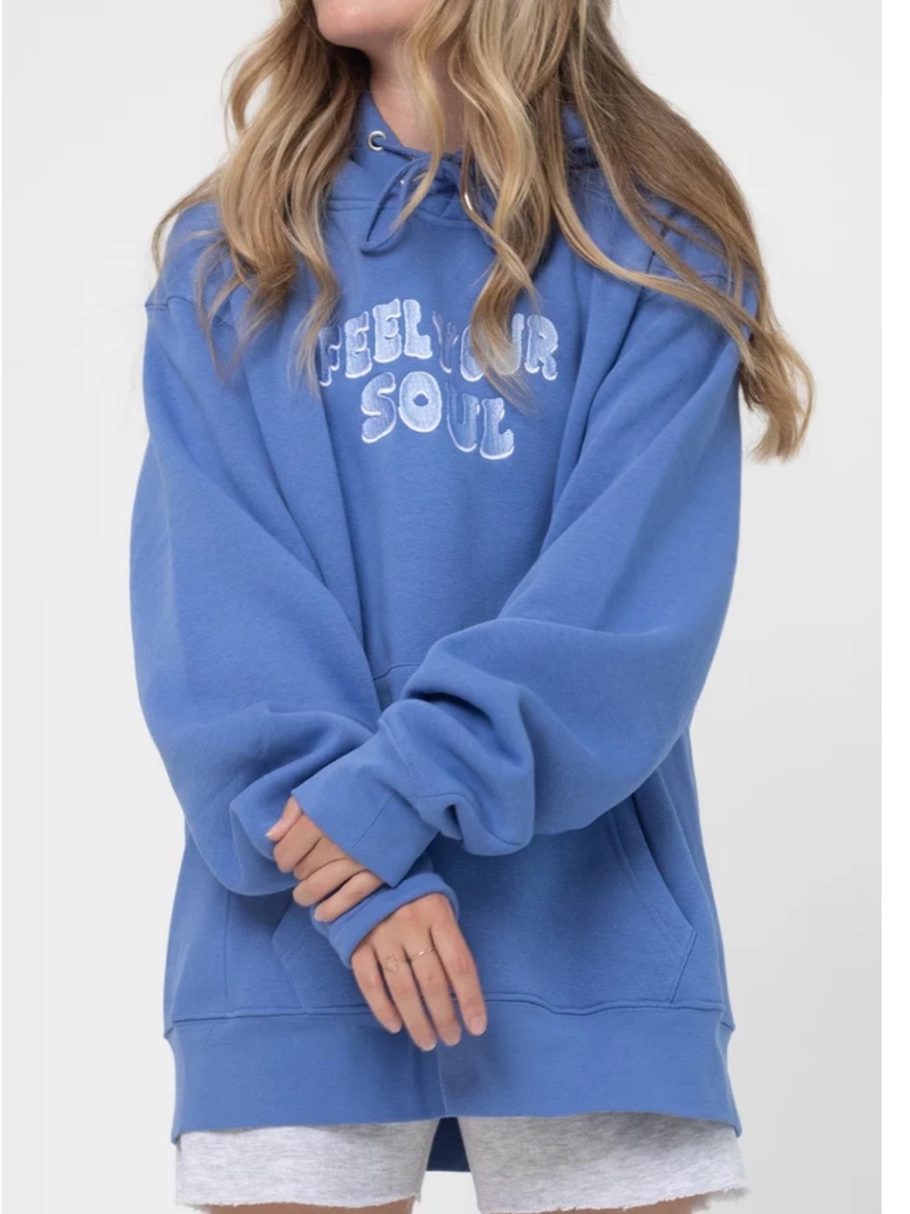 Unisex Feel Your Soul Indigo Blue Hoodie Medium